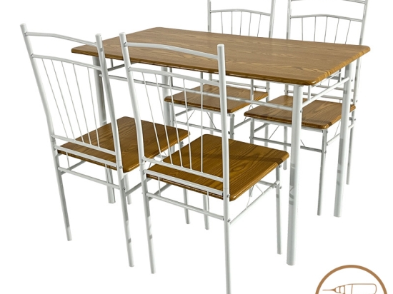 ΤΡΑΠΕΖΑΡΙΑ ROZA II PAKOWORLD ΣΕΤ 5ΤΜΧ MDF ΣΕ ΦΥΣΙΚΗ ΑΠΟΧΡΩΣΗ ΜΕ ΛΕΥΚΑ ΜΕΤΑΛΛΙΚΑ ΠΟΔΙΑ 110X60X74ΕΚ