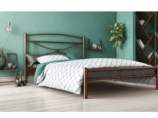 ΚΡΕΒΑΤΙ ΔΙΠΛΟ FIONA ΜΕΤΑΛΛΙΚΟ ΚΑΦΕ ΣΦΥΡΙΛΑΤΟ 160X200CM