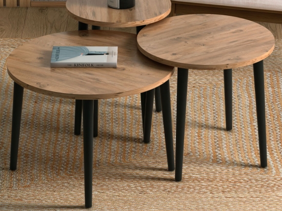 ΤΡΑΠΕΖΑΚΙ ΣΑΛΟΝΙΟΥ ΣΕΤ 3 ΤΜΧ ROMA MEGAPAP ΧΡΩΜΑ OAK Φ60X46ΕΚ.