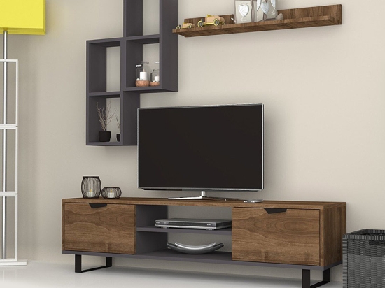 ΣΥΝΘΕΣΗ ΤΗΛΕΟΡΑΣΗΣ LONSA MEGAPAP ΧΡΩΜΑ ΚΑΡΥΔΙ - ΓΚΡΙ 160X35X40ΕΚ.