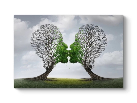 ΠΙΝΑΚΑΣ ΣΕ ΚΑΜΒΑ "TREES GROWING WITH LOVE" MEGAPAP ΨΗΦΙΑΚΗΣ ΕΚΤΥΠΩΣΗΣ 100X70X3ΕΚ.