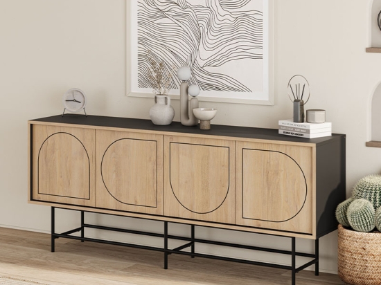 ΜΠΟΥΦΕΣ JOJI MEGAPAP ΧΡΩΜΑ SAPPHIRE OAK - SILKY BLACK 186,8X40X77,6ΕΚ.