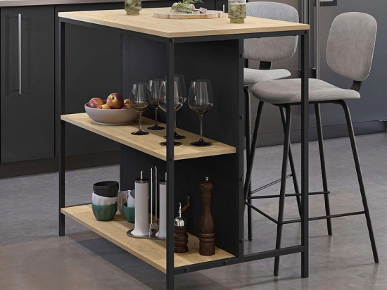 ΤΡΑΠΕΖΙ ΜΠΑΡ DETROIT MEGAPAP ΧΡΩΜΑ SAPPHIRE OAK - SILKY BLACK 100X60X95ΕΚ.