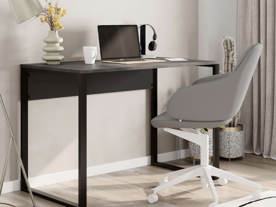 ΓΡΑΦΕΙΟ ΕΡΓΑΣΙΑΣ INNA MEGAPAP ΧΡΩΜΑ ΓΚΡΙ ΡΕΤΡΟ - SILKY BLACK 110X60X75ΕΚ.