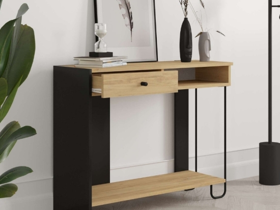 ΚΟΝΣΟΛΑ SIRIUS MEGAPAP ΧΡΩΜΑ SAPPHIRE OAK - SILKY BLACK 100X35X79ΕΚ.