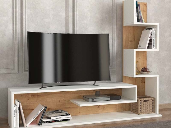 ΕΠΙΠΛΟ ΤΗΛΕΟΡΑΣΗΣ METEHAN MEGAPAP ΧΡΩΜΑ ΛΕΥΚΟ - SAPPHIRE OAK 149,5X29,5X120ΕΚ.