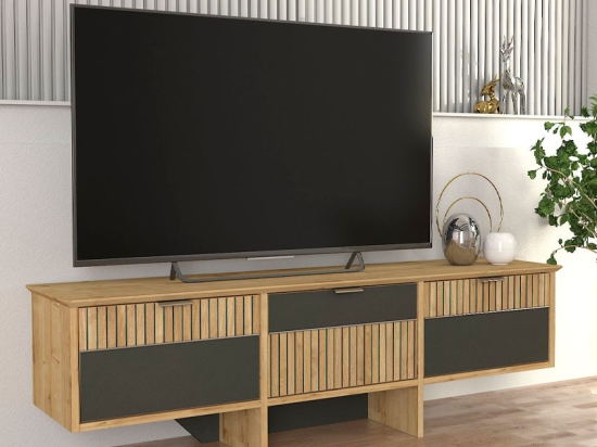 ΕΠΙΠΛΟ ΤΗΛΕΟΡΑΣΗΣ VENITA MEGAPAP ΧΡΩΜΑ SAPPHIRE OAK - ΑΝΘΡΑΚΙ 150X35X45,3ΕΚ.