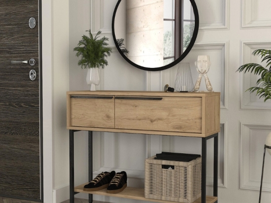 ΚΟΝΣΟΛΑ ΜΕ ΚΑΘΡΕΠΤΗ SUZY MEGAPAP ΧΡΩΜΑ SEPET OAK 90X29,6X76ΕΚ.