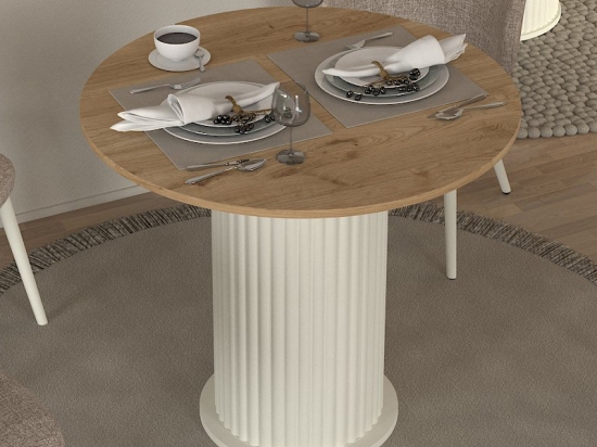 ΤΡΑΠΕΖΙ BOHEMA MEGAPAP ΧΡΩΜΑ IVORY - SEPET OAK Ø90X77,7ΕΚ.