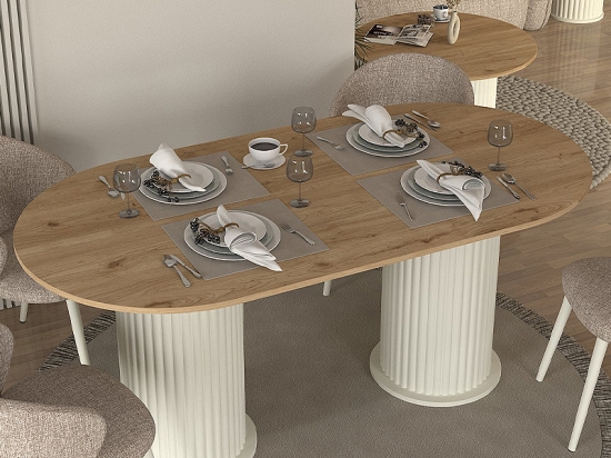 ΤΡΑΠΕΖΙ BOHEMA MEGAPAP ΧΡΩΜΑ IVORY - SEPET OAK 180X90X77,7ΕΚ.