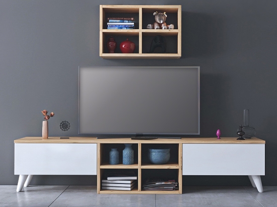 ΣΥΝΘΕΣΗ ΤΗΛΕΟΡΑΣΗΣ BETA MEGAPAP ΧΡΩΜΑ SAPPHIRE OAK - ΛΕΥΚΟ 160X25X34ΕΚ.
