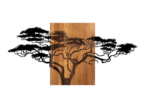 ΔΙΑΚΟΣΜΗΤΙΚΟ ΤΟΙΧΟΥ ACACIA TREE MEGAPAP ΞΥΛΙΝΟ - ΜΕΤΑΛΛΙΚΟ ΧΡΩΜΑ ΚΑΡΥΔΙ - ΜΑΥΡΟ 144X3X70ΕΚ.