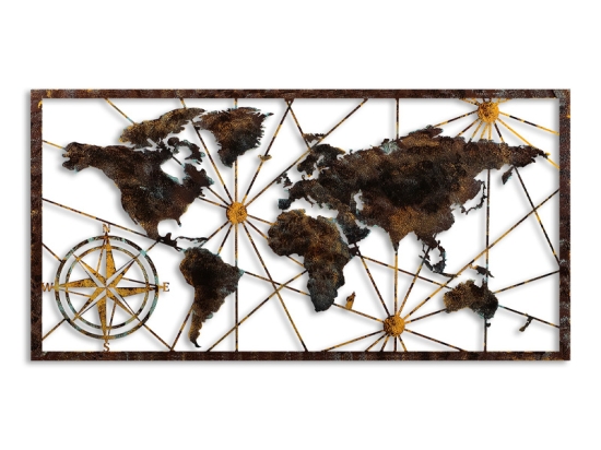 ΔΙΑΚΟΣΜΗΤΙΚΟ ΤΟΙΧΟΥ WORLD MAP MEGAPAP ΜΕΤΑΛΛΙΚΟ ΧΡΩΜΑ ΜΑΥΡΟ - BRONZE 120X60ΕΚ.