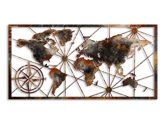 ΔΙΑΚΟΣΜΗΤΙΚΟ ΤΟΙΧΟΥ WORLD MAP MEGAPAP ΜΕΤΑΛΛΙΚΟ ΧΡΩΜΑ ΜΑΥΡΟ - BRONZE 120X60ΕΚ.