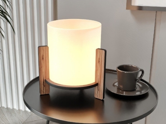 ΦΩΤΙΣΤΙΚΟ ΕΠΙΤΡΑΠΕΖΙΟ PINE MEGAPAP E27 MDF - ΥΦΑΣΜΑ PVC ΧΡΩΜΑ ΚΑΡΥΔΙ - ΚΡΕΜ Ø20X20ΕΚ.