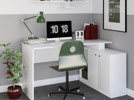 ΓΡΑΦΕΙΟ ΕΡΓΑΣΙΑΣ BASAK MEGAPAP ΓΩΝΙΑΚΟ ΧΡΩΜΑ ΛΕΥΚΟ 130X60X74ΕΚ.