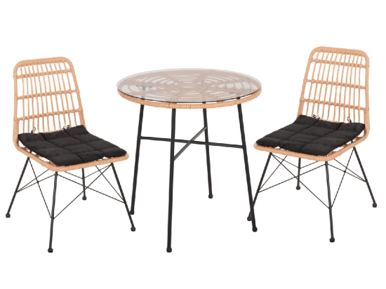 ΣΕΤ ΕΞΩΤΕΡΙΚΟΥ ΧΩΡΟΥ 3ΤΜΧ ALLEGRA HM10477 WICKER ΜΠΕΖ-ΜΕΤΑΛΛΟ ΜΑΥΡΟ