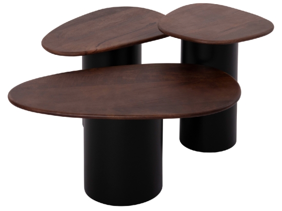 ΤΡΑΠΕΖΙA ΣΑΛΟΝΙΟΥ 3ΤΜΧ PEBBLES HM18004 MANGO TOP-ΜΕΤΑΛΛΙΚΕΣ ΜΑΥΡΕΣ ΒΑΣΕΙΣ