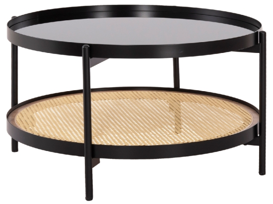 ΤΡΑΠΕΖΙ ΣΑΛΟΝΙΟΥ SEITZ HM18030 ΓΥΑΛΙ TOP-ΜΕΤΑΛΛΟ-RATTAN ΣΕ ΦΥΣΙΚΟ Φ80x45Υεκ.