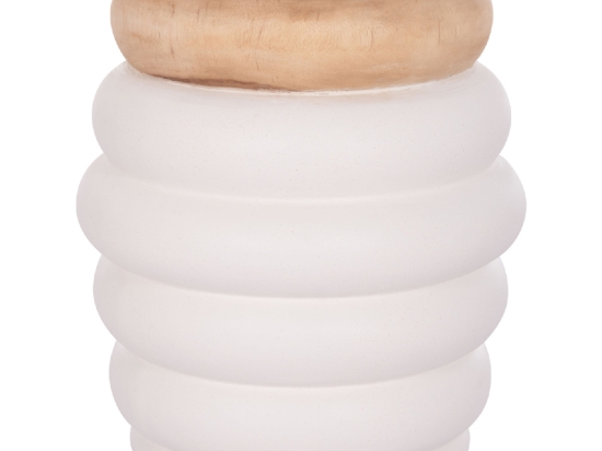 ΤΡΑΠΕΖΙ ΒΟΗΘΗΤΙΚΟ PUFFAT HM18172.02 FIBER CEMENT ΛΕΥΚΟ- ΞΥΛΟ TEAK TOP Φ45x46Υεκ.