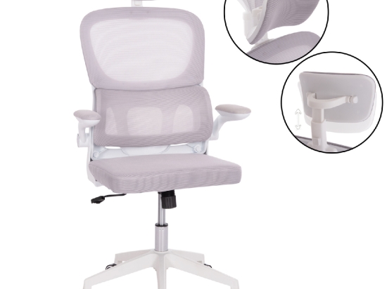 ΚΑΡΕΚΛΑ ΓΡΑΦΕΙΟΥ BASTON HM18236.03 ΓΚΡΙ MESH & ΛΕΥΚΟΣ PP ΣΚΕΛΕΤΟΣ 64x60x127Υεκ.