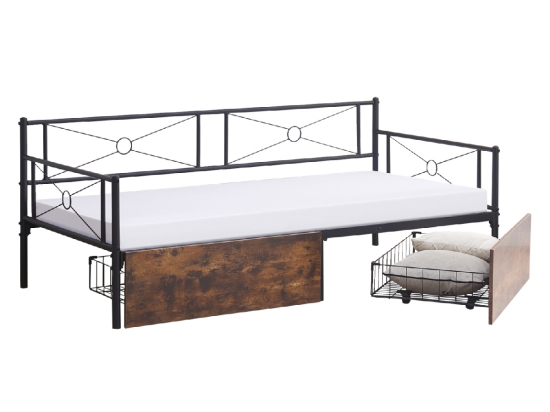 ΚΡΕΒΑΤΙ-ΚΑΝΑΠΕΣ BERNIE HM21120.01 ΜΑΥΡΟΣ ΜΕΤΑΛ. ΣΚΕΛΕΤΟΣ & 2 ΣΥΡΤΑΡΙΑ- ΓΙΑ 190x90εκ.