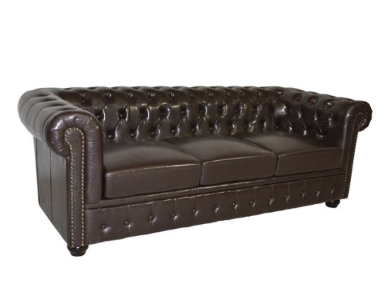 ΚΑΝΑΠΕΣ 3ΘΕΣΙΟΣ T.CHESTERFIELD HM3009.01 ΤΕΧΝΟΔΕΡΜΑ ΣΚΟΥΡΟ ΚΑΦΕ 208x90x73Υ εκ.