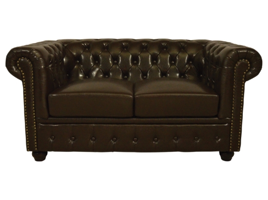 ΚΑΝΑΠΕΣ 2ΘΕΣΙΟΣ T.CHESTERFIELD HM3010.01 ΤΕΧΝΟΔΕΡΜΑ ΣΚΟΥΡΟ ΚΑΦΕ 155x90x73 εκ.