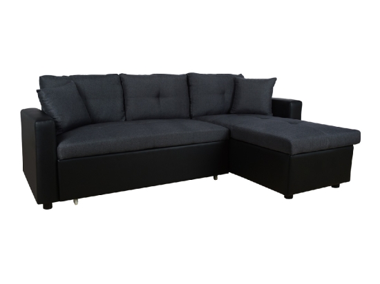 ΚΑΝΑΠΕΣ ΓΩΝΙΑ ΚΡΕΒΑΤΙ WAYNE 220x146x86Υεκ.HM3028.01 ΓΚΡΙ ΜΕ ΜΑΥΡΟ PU