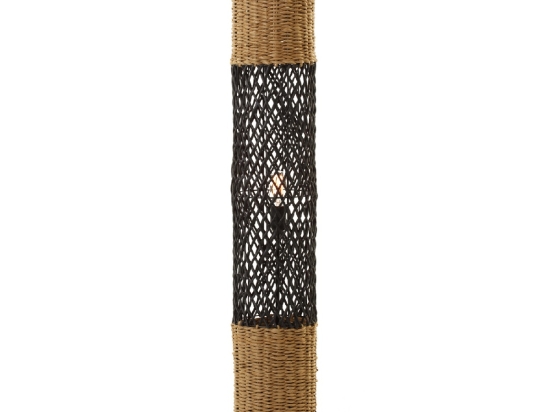 ΦΩΤΙΣΤΙΚΟ ΔΑΠΕΔΟΥ HM4342 ΜΕΤΑΛΛΟ-PAPER ROPE ΣΕ ΜΠΕΖ ΑΜΜΟΥ-ΜΑΥΡΟ Φ20X120Υεκ.