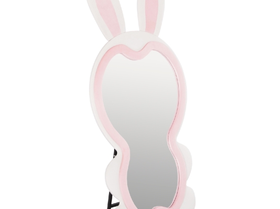 ΠΑΙΔΙΚΟΣ ΚΑΘΡΕΦΤΗΣ ΔΑΠΕΔΟΥ BUNNY HM4489.01 MDF ΡΟΖ & ΛΕΥΚΟ-ΜΑΥΡΟ STAND 80x162Υεκ.