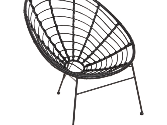 ΠΟΛΥΘΡΟΝΑ ΤΥΠΟΥ ΦΩΛΙΑ ΜΕΤΑΛΛΙΚΗ ALLEGRA HM5458.12 ΜΕ WICKER-ΜΑΥΡΟ 73x78x88Υεκ.
