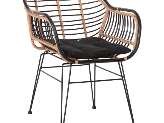 ΠΟΛΥΘΡΟΝΑ ALLEGRA HM5663.11 ΜΕΤΑΛ.ΣΚΕΛΕΤΟΣ-P.E.RATTAN ΜΠΕΖ-ΜΑΥΡΟ 58x59x81Υεκ