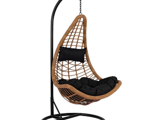 ΚΡΕΜΑΣΤΗ ΦΩΛΙΑ LUCIA HM5676.04 ΜΠΕΖ WICKER & ΜΑΥΡΟ ΜΕΤΑΛΛΟ Φ95Χ195Υεκ.