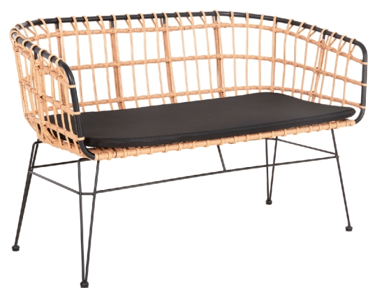 ΠΑΓΚΑΚΙ ΔΙΘΕΣΙΟ ALLEGRA HM5692.11 P.E.RATTAN ΜΠΕΖ-ΜΑΥΡΟΣ ΜΕΤΑΛ.ΣΚΕΛΕΤΟΣ 125x60x77Υεκ