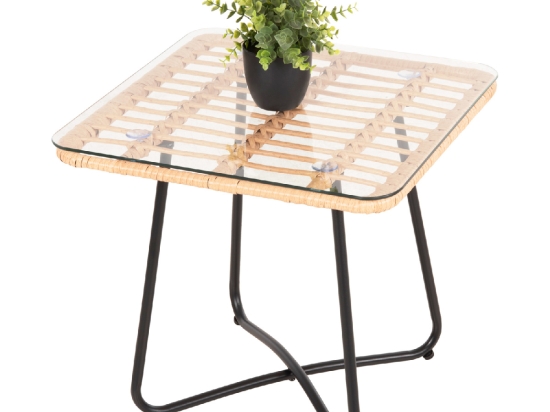ΤΡΑΠΕΖΑΚΙ GERRY HM5717.11 ΜΕ WICKER ΜΠΕΖ-ΜΑΥΡΟ ΜΕΤΑΛ.ΣΚΕΛΕΤΟ 50x50x47,5Υεκ.