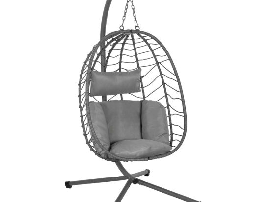 ΚΡΕΜΑΣΤΗ ΠΟΛΥΘΡΟΝΑ ΦΩΛΙΑ MILLIE HM5997.10 ΜΕΤΑΛΛΟ-ΣΥΝΘ.RATTAN ΓΚΡΙ 90x75x190Υεκ.