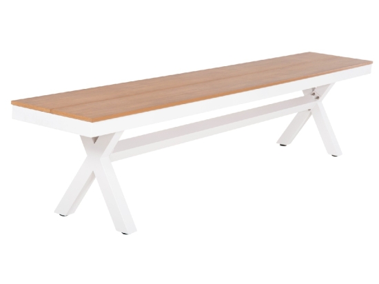 ΠΑΓΚΑΚΙ ΑΛΟΥΜΙΝΙΟΥ TAWNEE HM6040.02 ΛΕΥΚΟ-POLYWOOD ΚΑΘΙΣΜΑ ΦΥΣΙΚΟ 220x36x44,5Υεκ.