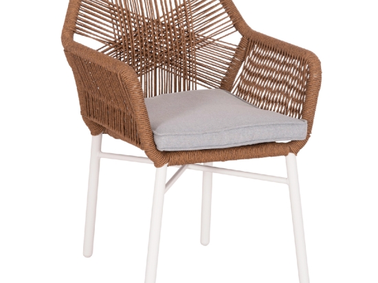 ΠΟΛΥΘΡΟΝΑ TOPIN HM6048.11 ΑΛΟΥΜΙΝΙΟ ΛΕΥΚΟ-P.E. RATTAN ΜΠΕΖ 59x63x81Υεκ