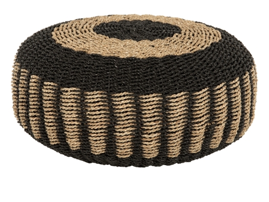 ΠΟΥΦ ΣΚΑΜΠΟ SARONI HM7851.02 SEAGRASS ΣΕ ΦΥΣΙΚΟ-ΜΑΥΡΟ ΧΡΩΜΑ Φ60x35Yεκ.