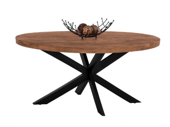 ΤΡΑΠΕΖΙ LEVINHO HM8482.11 OVAL 6εκ.ΠΑΧΟΣ ΜΑΣΙΦ ΞΥΛΟ MANGO 160x90x77Υ εκ.