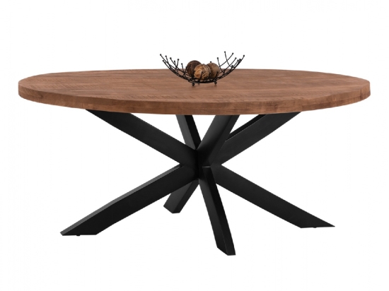 ΤΡΑΠΕΖΙ LEVINHO HM8483.11 OVAL 6εκ. ΠΑΧΟΣ ΑΠΟ ΜΑΣΙΦ ΞΥΛΟ MANGO 210x100x78Υ εκ.