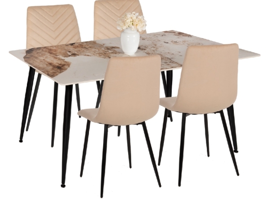 ΣΕΤ ΤΡΑΠΕΖΑΡΙΑΣ 5ΤΜΧ HM11913 ΤΡΑΠΕΖΙ SINTERED STONE-4 ΚΑΡΕΚΛΕΣ ΜΕ ΒΕΛΟΥΔΟ