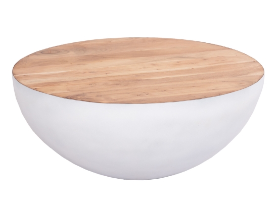 ΔΙΑΚΟΣΜΗΤΙΚΟ ΤΡΑΠΕΖΙ ΣΑΛΟΝΙΟΥ BOWL Φ91x38,5Yεκ. ΛΕΥΚΟ ΜΕ ΞΥΛΟ ΑΚΑΚΙΑΣ HM8717.23