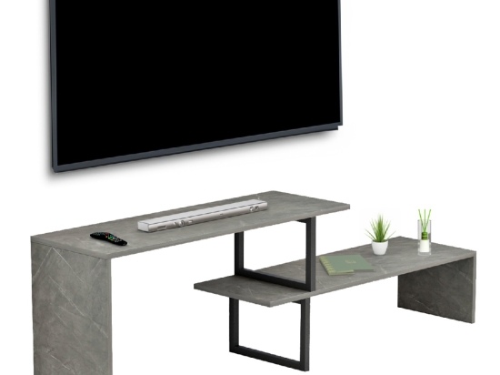 ΕΠΙΠΛΟ ΤΗΛΕΟΡΑΣΗΣ ΕΠΕΚΤ. BRIGGITE HM8892.11 ΜΕΛΑΜΙΝΗ GREY STONE TEXTURE 160x30x45Υεκ.