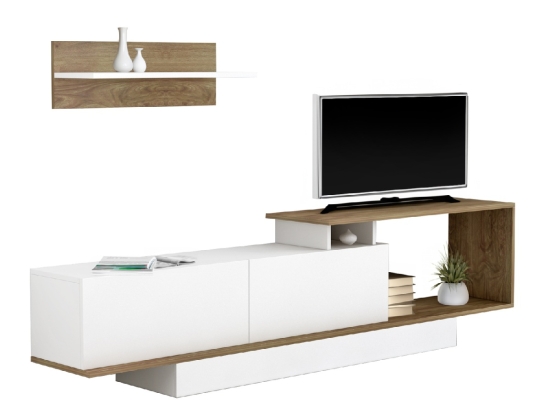 ΣΥΝΘΕΤΟ ΤΗΛΕΟΡΑΣΗΣ GARCELLE HM8904.11 ΜΕΛΑΜΙΝΗ ΣΕ ΦΥΣΙΚΟ-ΛΕΥΚΟ 180x29,6x45Υεκ