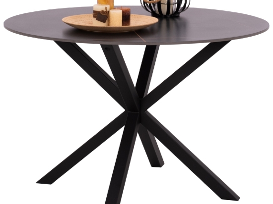 ΤΡΑΠΕΖΙ ΤΡΑΠΕΖΑΡΙΑΣ ΣΤΡΟΓΓΥΛΟ SYNTEC HM9309.01 SINTERED STONE ΜΑΥΡΟ ΜΕΤΑΛΛΙΚΑ ΠΟΔΙΑ Φ115x75Y εκ.