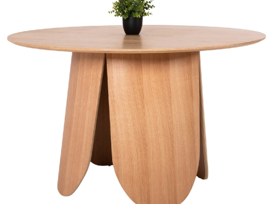 ΤΡΑΠΕΖΙ ΣΤΡΟΓΓΥΛΟ DENTY HM9612.01 MDF ΜΕ ΚΑΠΛΑΜΑ ΔΡΥΟΣ-ΧΡΩΜΑ ΔΡΥΟΣ Φ120x75Υεκ.