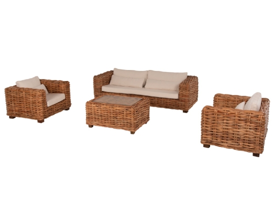 ΣΕΤ ΣΑΛΟΝΙ ΕΞ.ΧΩΡΟΥ TROPEL HM9656 4ΤΜΧ ΦΥΣΙΚΟ RATTAN-ΞΥΛΟ ΜΑΟΝΙ-ΛΕΥΚΑ ΜΑΞΙΛΑΡΙΑ