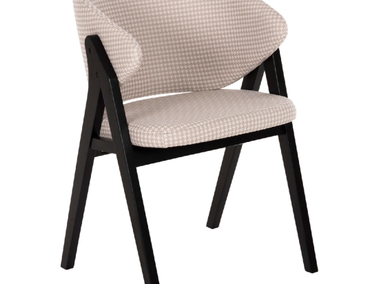 ΚΑΡΕΚΛΑ HANA HM9746.01 RUBBERWOOD ΣΕ ΜΑΥΡΟ ΧΡΩΜΑ-ΜΠΕΖ ΥΦΑΣΜΑ 55x60x84Yεκ.